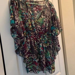 Multi color Batwing V neck top